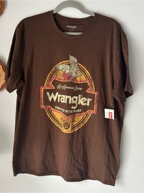 Wrangler Rust Brown Logo Crewneck Tee